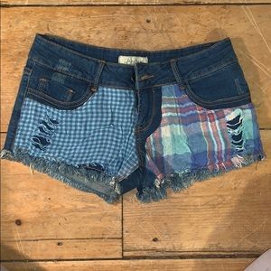 Plaid Jean shorts